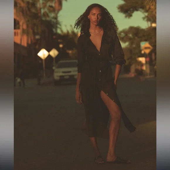 NWT‎ Madewell Button-Front Utility Shirtdress in Satin - Picture 7 of 7